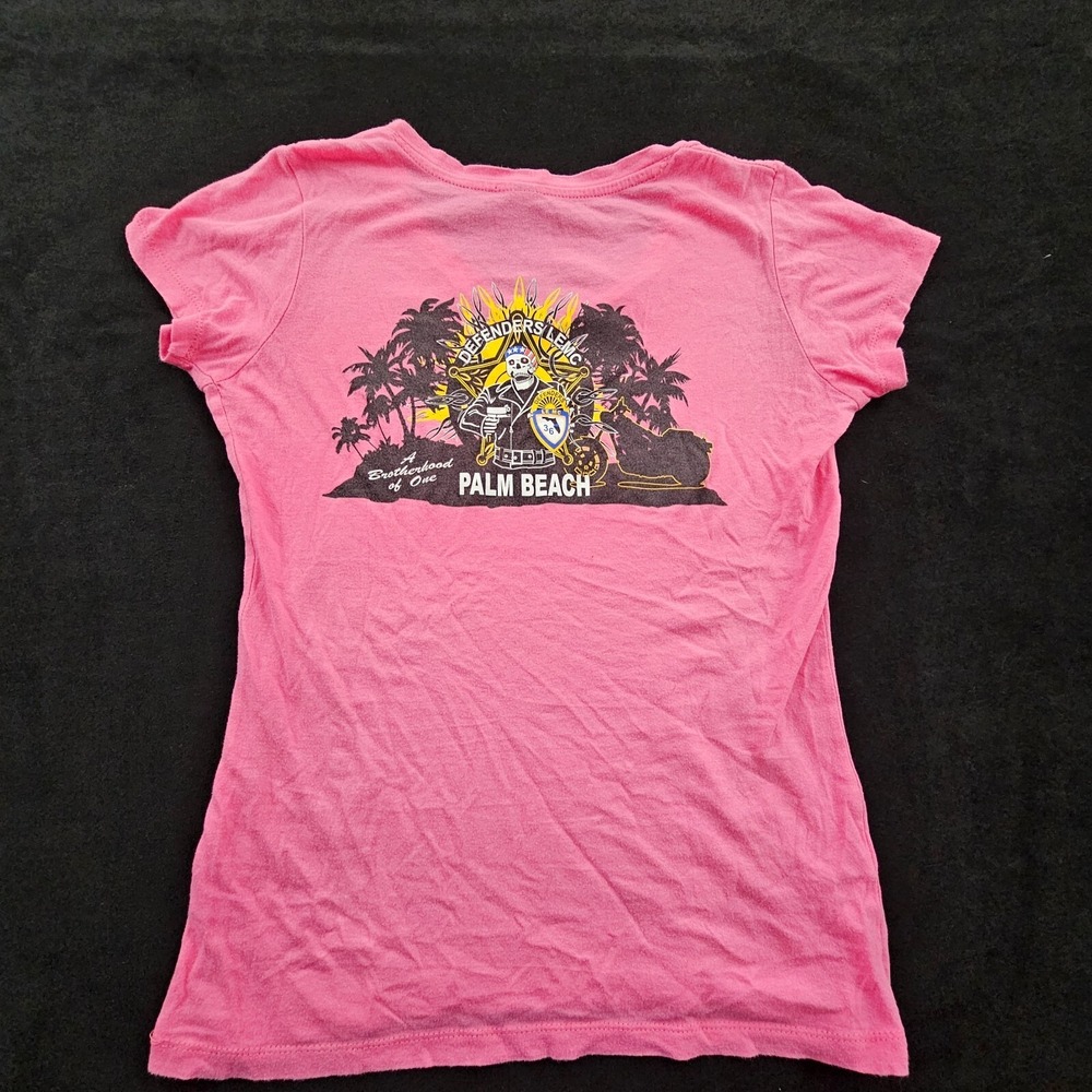 Defenders Law Enforcement Motorcycle Club Pink Short Sleeve T-Shirt Women's M